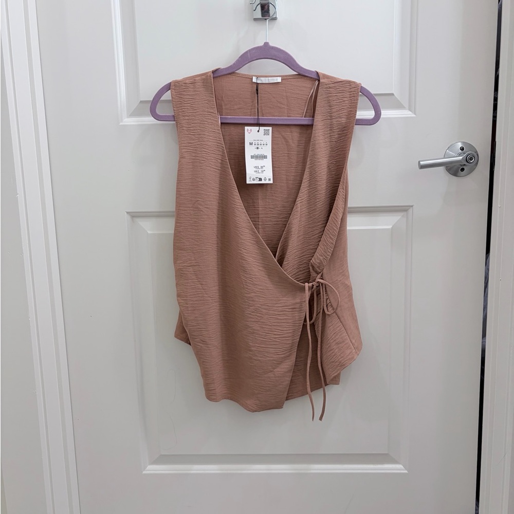 Zara dusty pink wrap tank NWT
